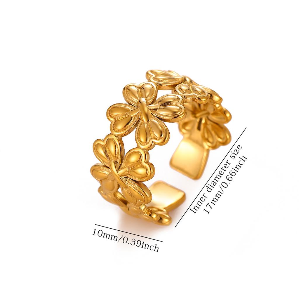 Summer Beach Style Gold Color Open Rings Stainless Steel Starfish Seashell Palm Tree Anillos Waterproof Ring Jewelry For Women