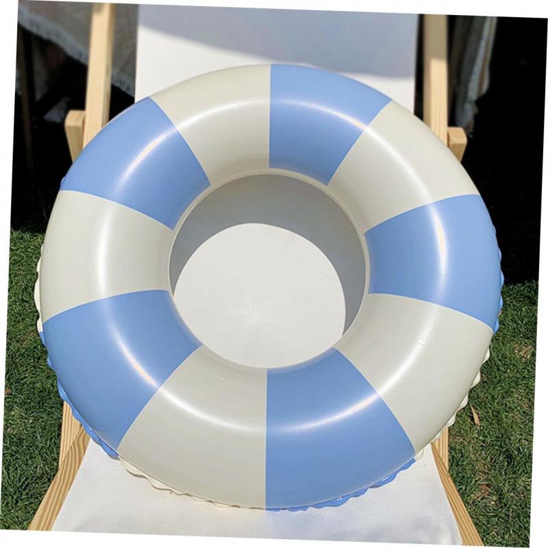 Children s Thick Danish Retro Striped Double-Layer Inflatable Swim Ring 60CM [no handle]
