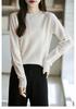 Women's Round Neck Crochet Knit Sweater: Loose-Fit, Autumn/Winter Pullover Base Layer.