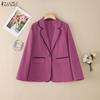 ZANZEA Women Casual Turn Down Collar Long Sleeve Thin Cardigan Blouse