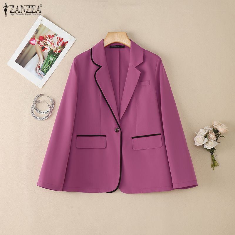ZANZEA Women Casual Turn Down Collar Long Sleeve Thin Cardigan Blouse