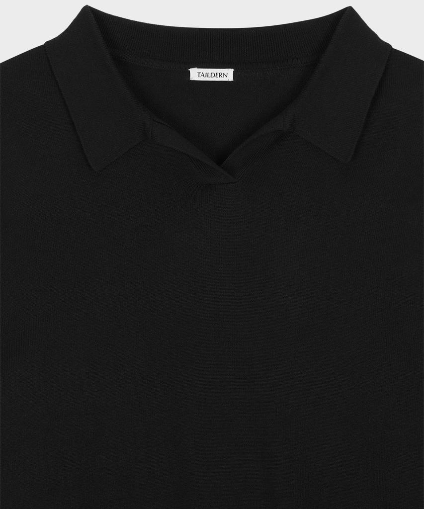 Teildeon Cotton Knit Polo Shirt Black