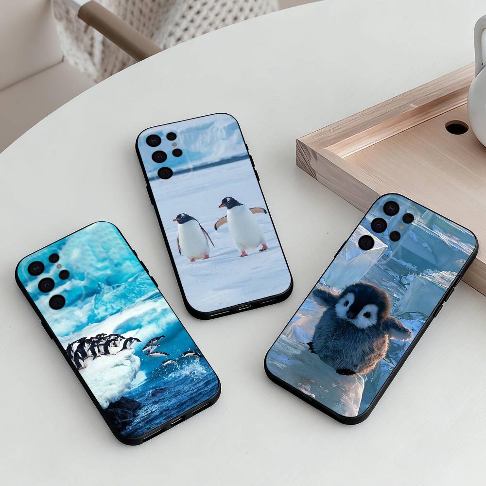 Animal P-Pingu Penguin Phone Case For Samsung S25,24,23,22,30,21,10,9,Ultra,Plus,Lite,FE,4,5 G Soft Black Case