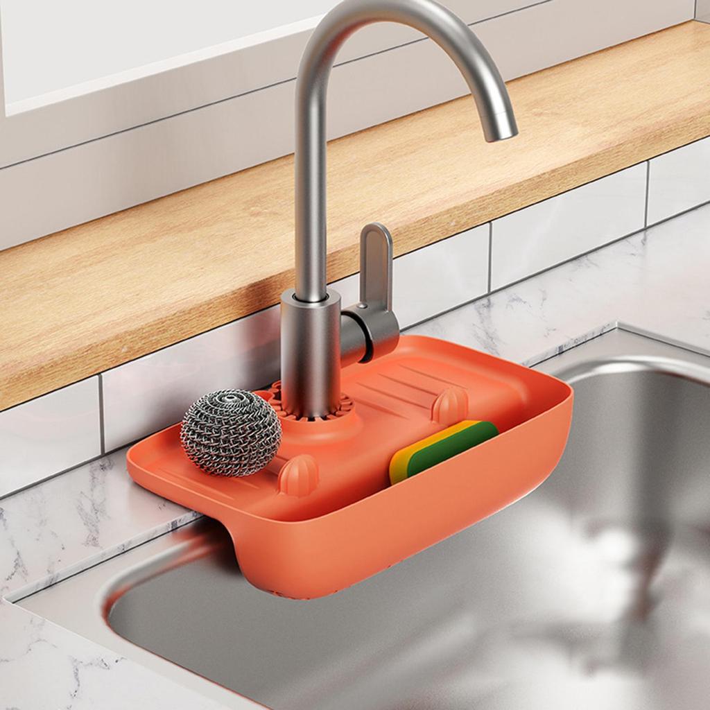 Non Slip Drainer Pad Drying Mat Sink Protectors Countertop Storage Tray Orange