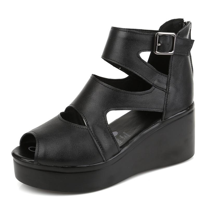 Fashion GKTINOO Women Flat Platform Sandals 2025 Summer Genuine Leather Handmade Shoes Women Summer Sandals Slip on Ladies Shoes Sandal
