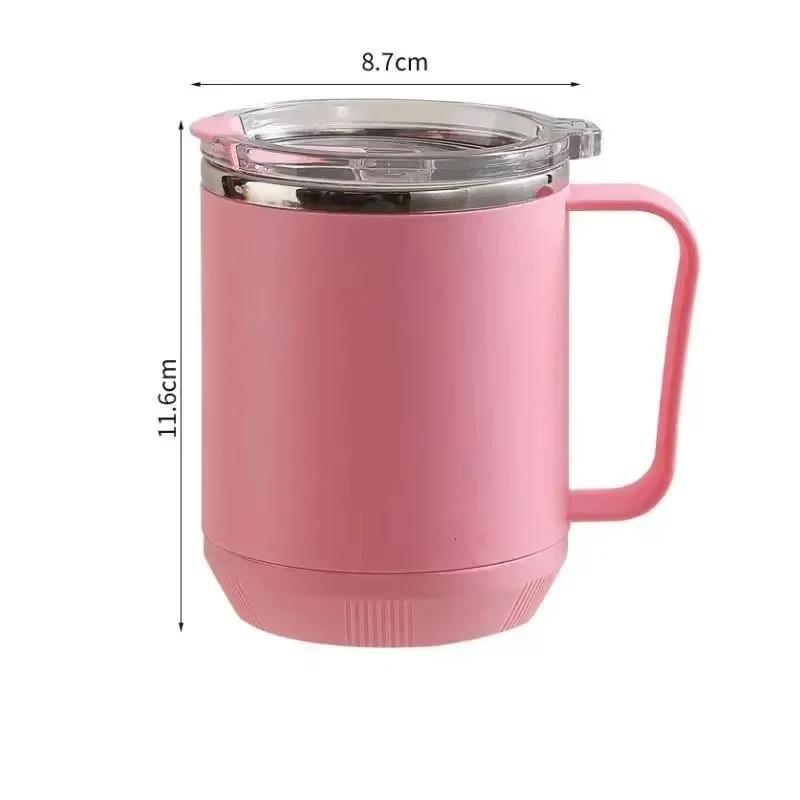 Vacuum Cup Insulated Stainless Steel Coffee Cup Mug Heatable Portable with Lid Handle Home Office Water Cups Drinking Utensils