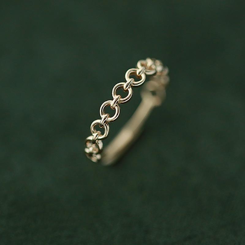 Bague Ouverte Coréenne Élégante en Argent 925 Blanc - Bague de Phalange Rose Empilable de Luxe Léger pour Femme