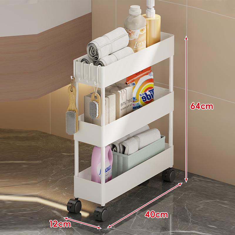 Compact Bathroom Trolley: Slim Floor-Standing Storage Rack for Narrow Spaces and Toilet Side