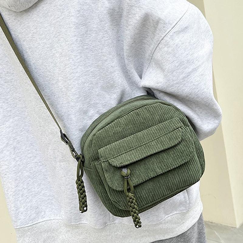 Einfache Vielseitige Cord-Umhängetasche Unisex Modisch Lässig Kleine Quadratische Tasche Personalisierte Pendler-Umhängetasche Geschenke