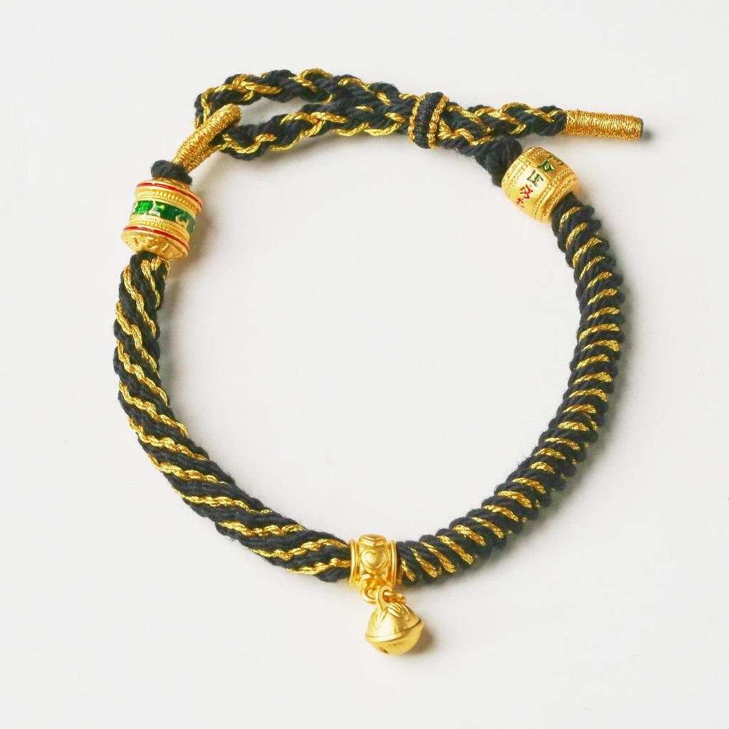 Tibetanskt sexstavigt mantra, femfärgat handvävt rött armband för kvinnor och män