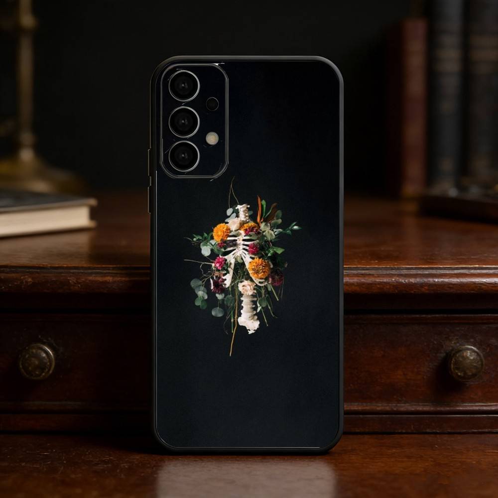 Anatomy Skeleton Phone Case For Samsung S25,S24,S21,S22,S23,S30,Ultra,S20,Plus,Fe,Lite Black Shell