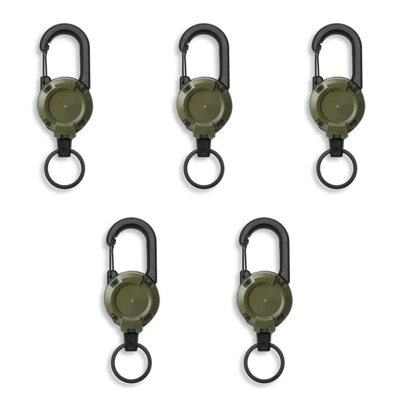 Outdoor Camping Tactical Easy Pull Buckle, Steel Wire Rope Retractable Rebound Keychain, Camping Multifunctional Anti Loss Rope