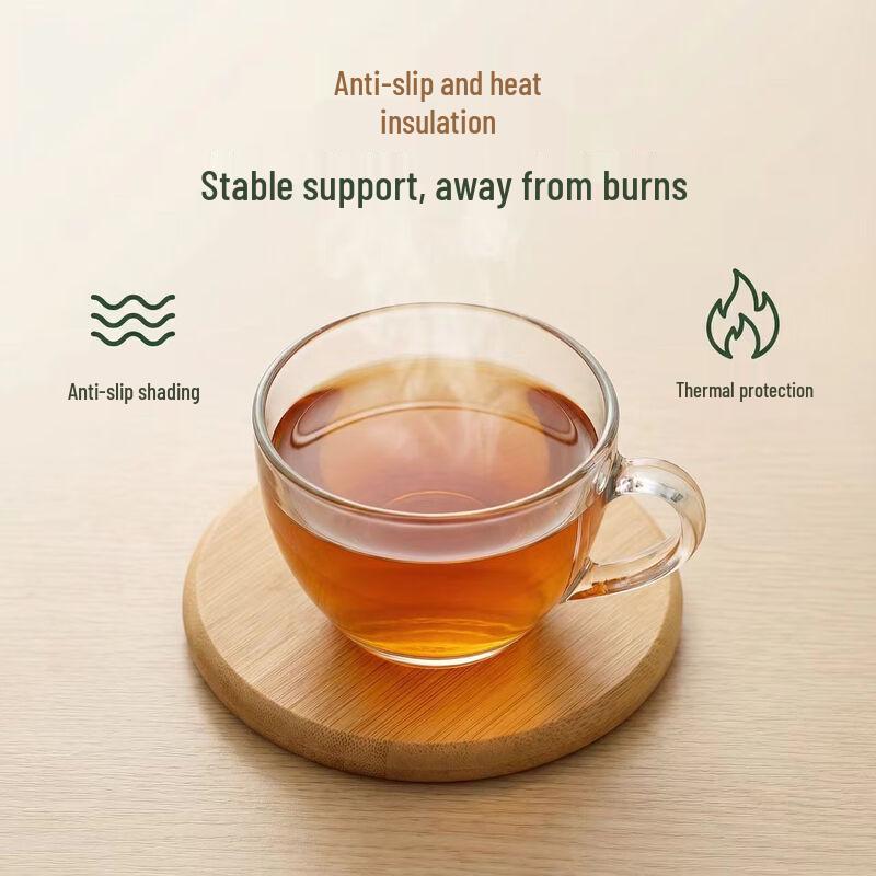 Chang Baosen Natural Bamboo Tea Coaster Set 4 Coasters + 4-Position Base