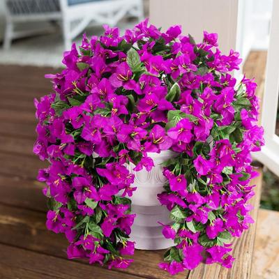 Plante de Fleurs Artificielles Réalistes Faux Bougainvillier en Soie Vignes pour Jardinière Jardins Balcon Porche