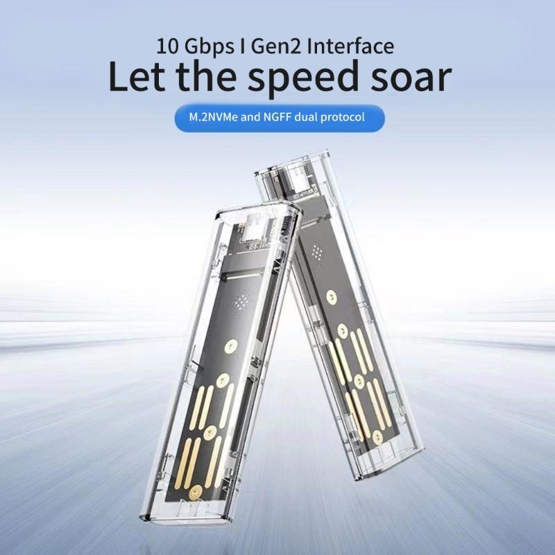 Two Protocols Solid Disk Case Clear USB3.2 USB C 10Gbps PCIE  Solid Disk External Enclosure for 2230-2280 Hard Disk Box