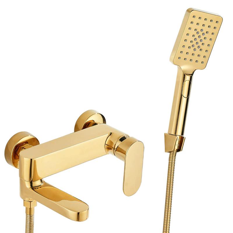 Tuqiu Gold Bathtub Shower Faucet Set Wall Mounted Bathrom Shower Faucet, Bathroom Cold and Hot Bath and Shower Mixer Taps Brass