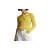 Polo Ralph Lauren FW23 Jednobarevný kabelový úplet s kulatým výstřihem a dlouhým rukávem Dámský svetr Žlutý 211570012041