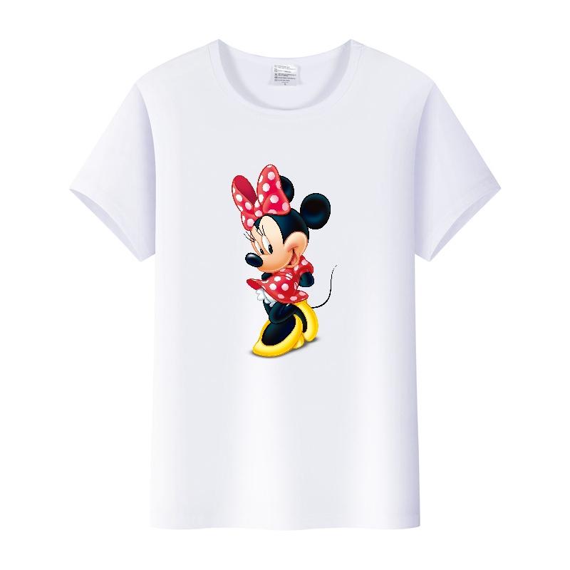 Casual Disney Cartoon Minnie Summer Blouses Men T-shirt White 2000s Tees Women Tshirt Ladies Mickey Mouse Tops Oversized Clothes