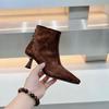 Square Toe Women High Heels Ankle Boots Suede Sexy Shoes Women Fashion Elegant Dress Winter Boots Women Pumps Botas Mujer