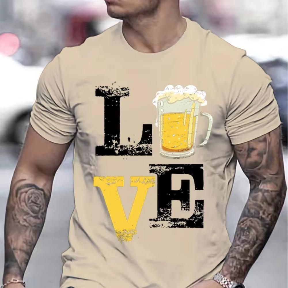 Funny Beer Love Celebration Graphic T-shirt Man Beer Lover Gifts Trendy Tees Funny Vintage Beers Graphic T Shirts Men Casual Top