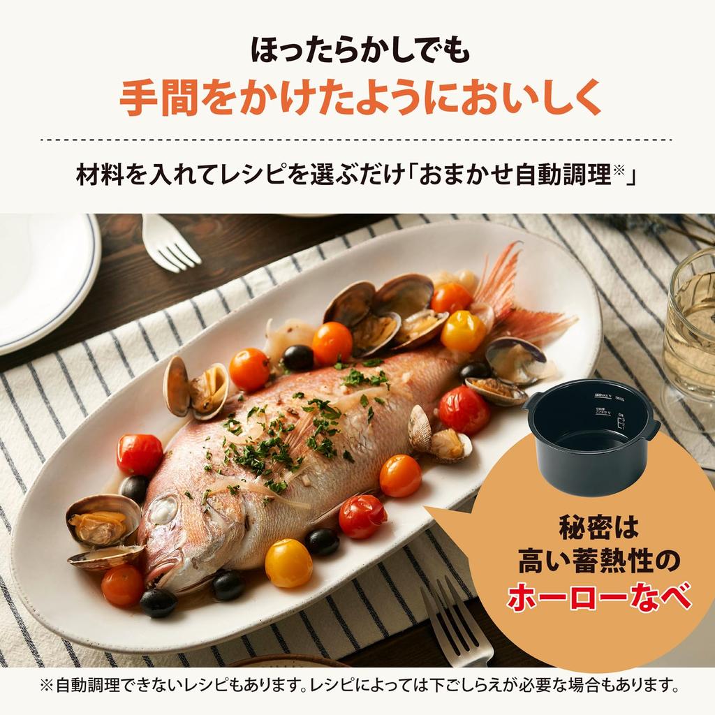 Zojirushi Automatic Cooking Pot Neglecting Time Saving Pack Cooking Enamel Pot Easy to Clean Black STAN. & EL-KA23-BA