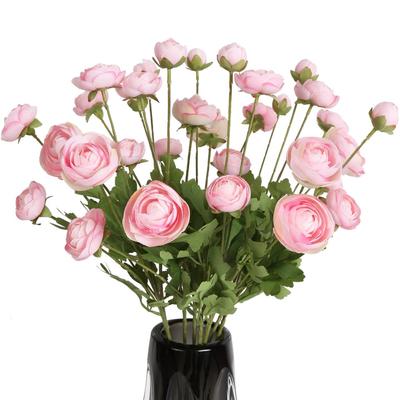 4 Peças Ranúnculo Artificial 16 Flores Falsas Flores de Seda com Hastes Longas Ranúnculo Flor Falsa Persa para Centro de Mesa de Casamento Decoração de Casa