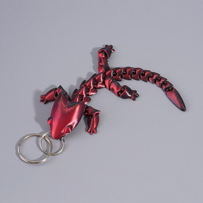 Adorable Multi Jointed Keyrings Creative 3D Printed Gecko Figurine Keychain Unique Backpack Decoration Accessories Gifts