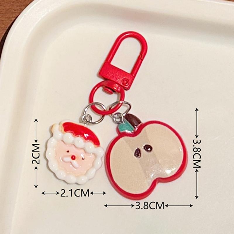 1/5 Pcs Christmas Cute Red Apple Ornament Girls Cartoon Bag Pendant Car Ornament Funny Backpack Accessory For Best Friend Gift