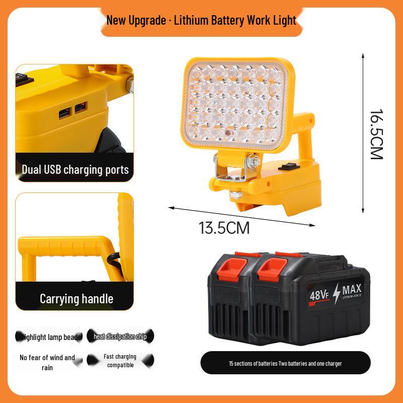 Portable Emergency Lithium Battery Floodlight for Camping, Construction, and Car Repairs