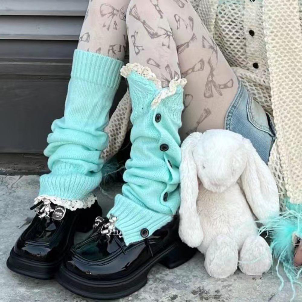 Fiber Knitting Leg Warmer Socks Y2K knitted JK socks New Ankle Warmer