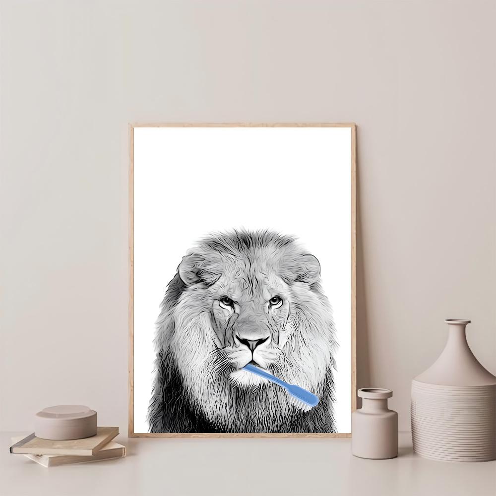 1pc Hot Funny Cat Giraffe Dog Elephant Toilet Paper Bathtub Poster HD Posters Home Room Bar Cafe Decor Art Wall Painting Picture