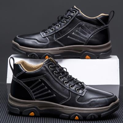 Spring and Autumn Outdoor Work Shoes Men's Sports Hiking PU Plus Cotton Warm Men's Shoes