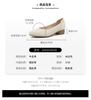 [Cowhide] Simple Chinese style single shoe with hollowed out thick heel, comfortable casual women's leather shoes, elegant wedding shoes