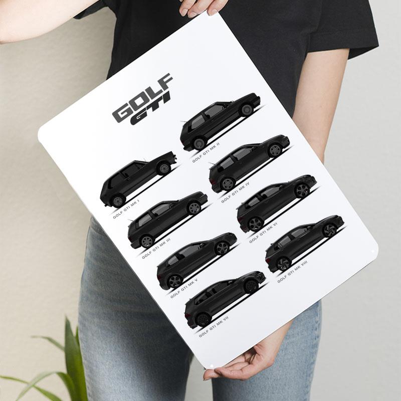 

VW Golf GTI Generations Bl Metal Signs Car Poster Wall Art Mural Custom Tinplate Sign for Wall Art Decoration Coffee Bar Retro 7.9x11.8In(20x30cm)