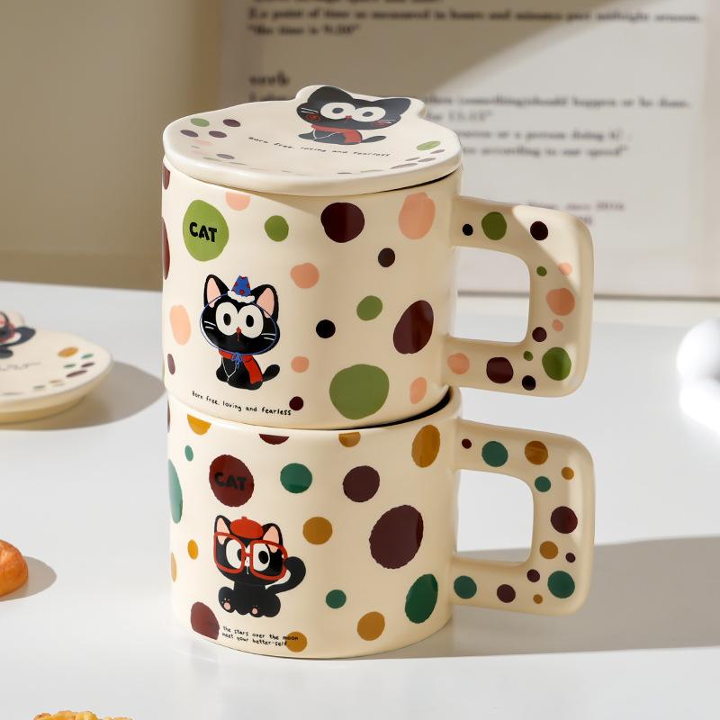Wind Ceramic Cup With High Value, Creative And Cute Household Couple Water Cup Gift Box, Accompanying Gift