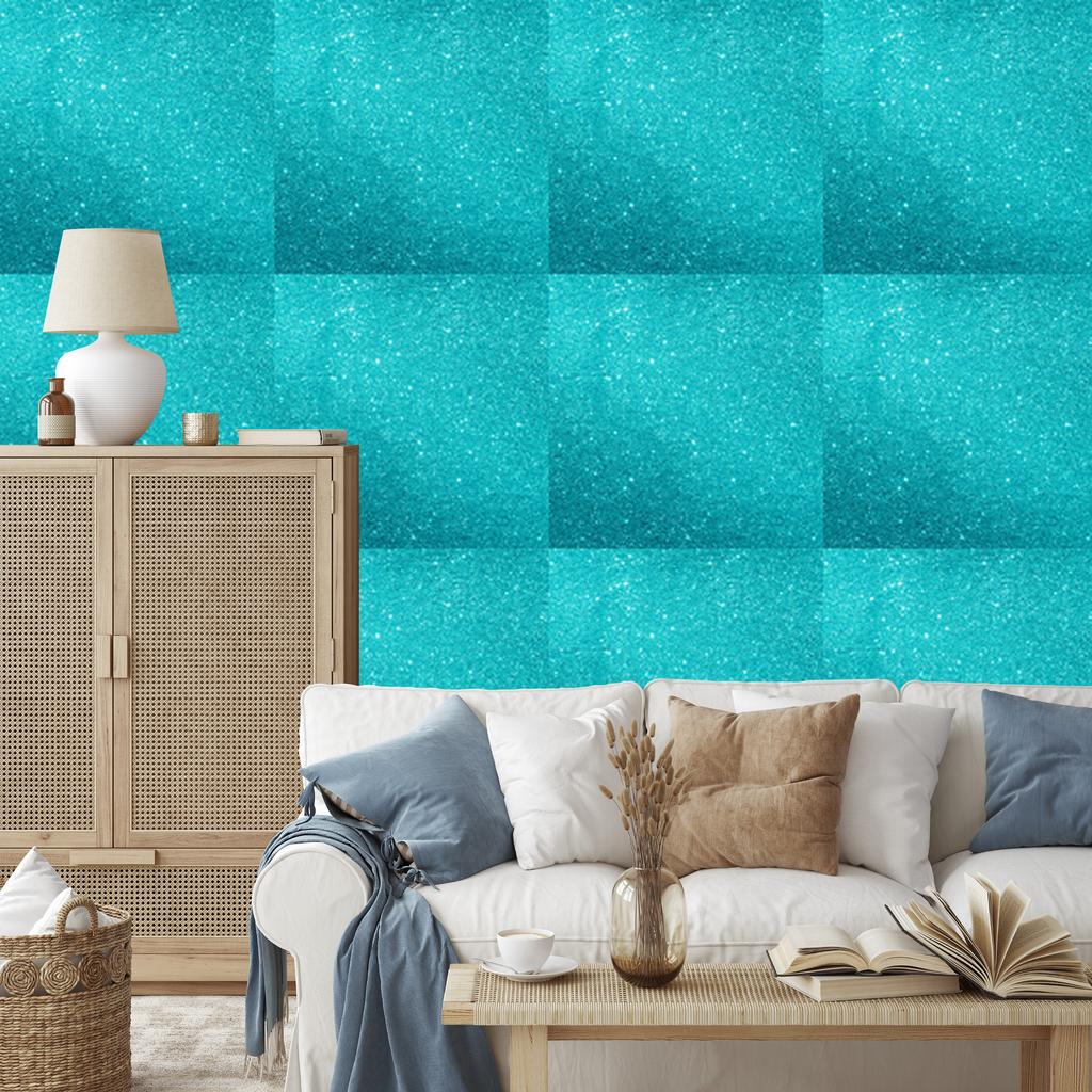 Turquoise glitter wallpaper, turquoise background for living room and bedroom 50x1000