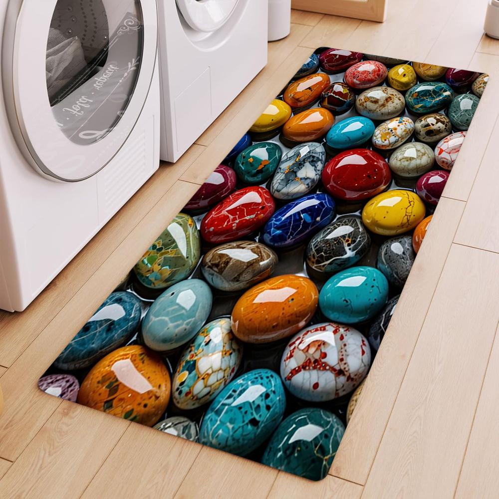 

Colorful Pebble Stone Pattern Carpet Mat Rug Living Room Home Decoration 3D River Rock Floor Mat Artistic Decor Bedroom Decor 40X120CM