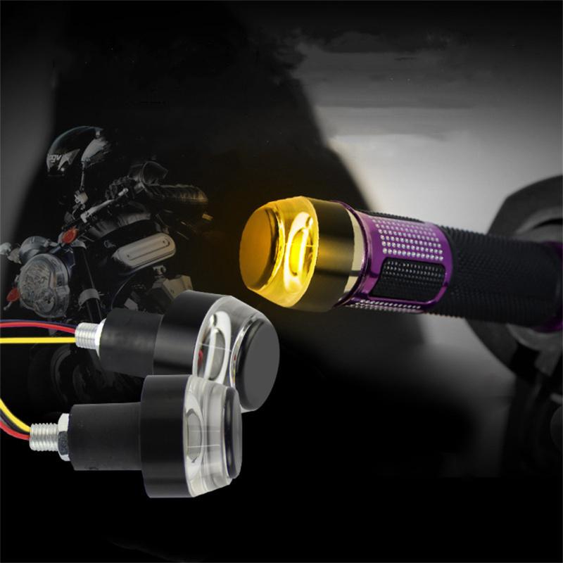 2pcs 12v Cnc Turn Signal Motorcycle Led Handle Bar End Blinker Flashing Lamp For 22mm Handlebar