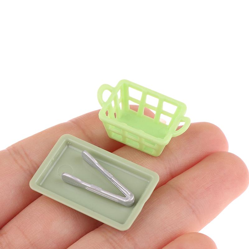 1/12 Dollhouse Simulation Shopping Trolley Basket Tray Dollhouse Mini Supermarket Accessories Dolls House Decoration