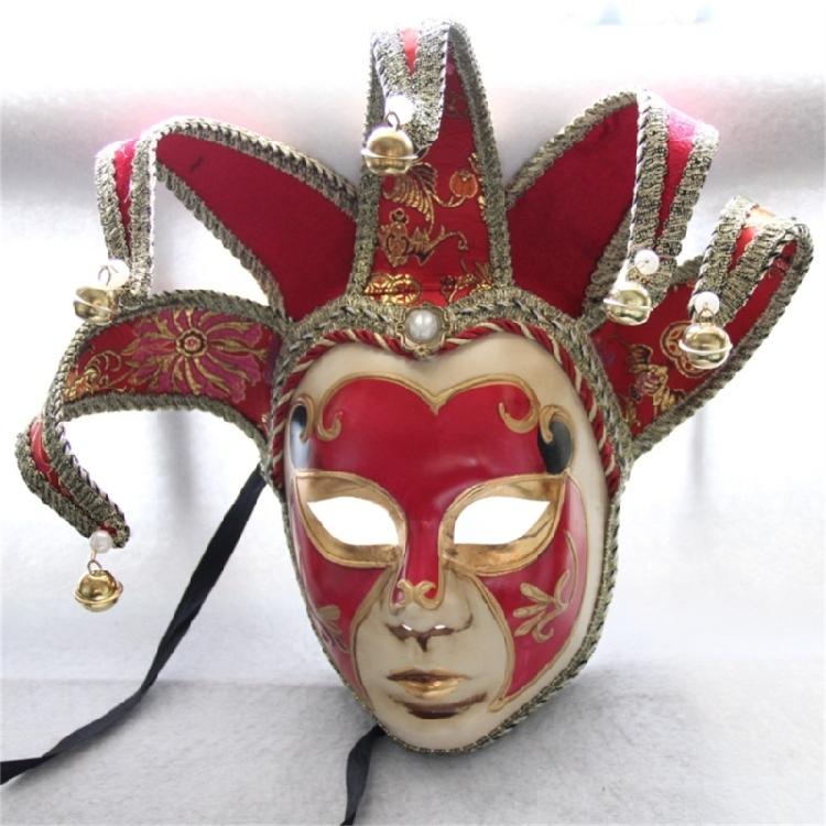 Masquerade Mask With Bells Vintage Jolly Jester Mask Comedy Mask Masquerade Decoration Mask for Men Women Halloween