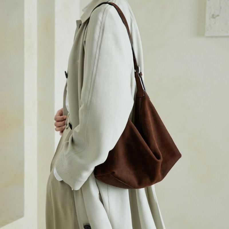 (frosted Leather) Binaural Bag Lazy Versatile Shoulder Crossbody Large-capacity Commuter Bag Women