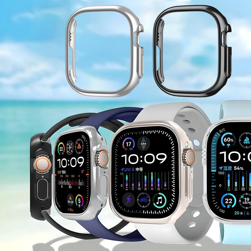 Shockproof Gold PC Case Protective Cover for Apple Watch Series 11 10 9 8 7 6 5 4 3 2 1 Ultra 49 45mm 41 46 42mm No Screen Glass
