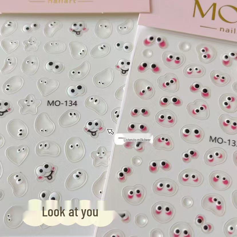 Ugly Cute Monster 3D Jelly Embossed Nail Stickers - Dopamine Nails for Women