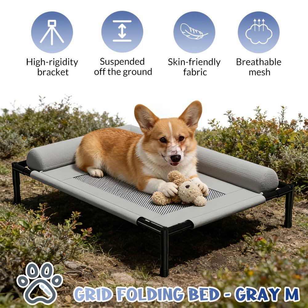For Cats Dogs Elevated Cooling Dog Bed Washable Hammock Breathable Mesh Cot Indoor Outdoor Anti-Scratch Waterproof Portable