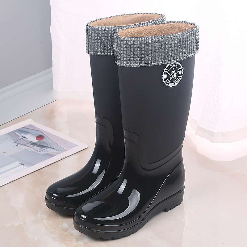 Rain Shoes Women's Fashion Outer Wear Water Shoes Adult High Rain Boots Waterproof and Non-slip New Lightweight Rubber Shoes Long Boots