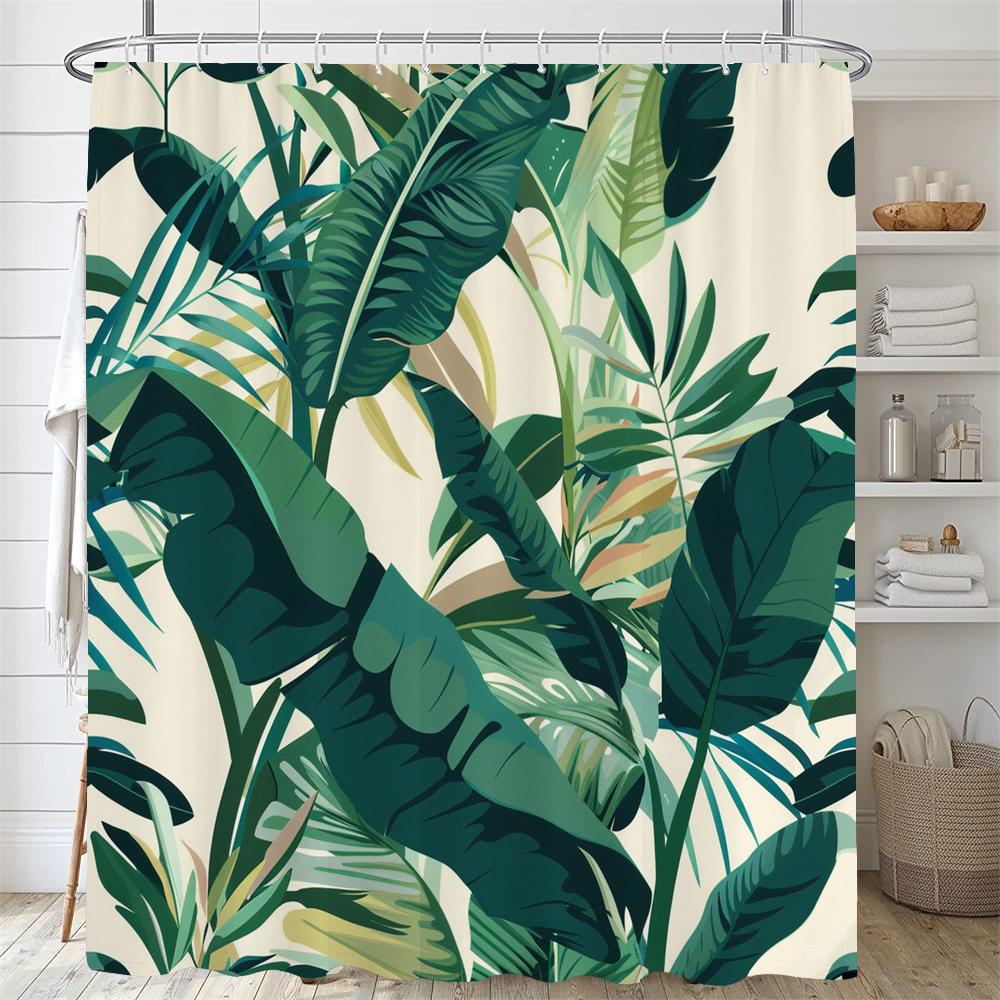 Green Plant Leaf Vines Flower Shower Curtain Print Modern Nordic Leaves Polyster Home Decor Bathroom Curtain With Hooks