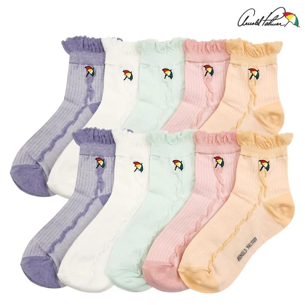 Arnold Palmer Women s Spring Fashion Lace Socks Pastel Ankle Socks 10-Pair Set Single-Top (5+5) 10 Pair Set