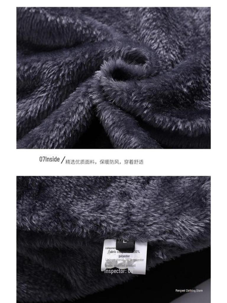 Men's Winter Thickened Velvet Jacket - Warm, Windproof, Stand Collar Coat