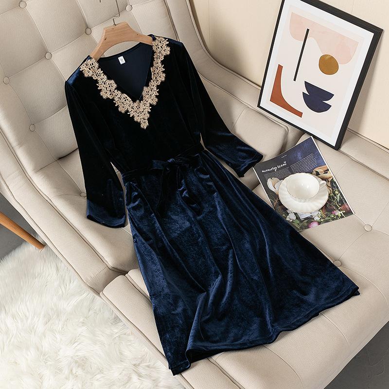 Velvet Pajamas Women's Pajamas V-neck Nightgown Velvet Pajamas Pajamas New Underwear Home Clothes