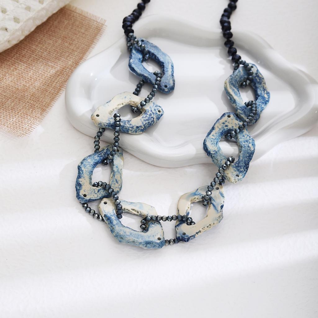Exaggerated Retro Bohemian Acrylic Beaded Necklace Women's Ethnic Style Sweater Chain Accessories